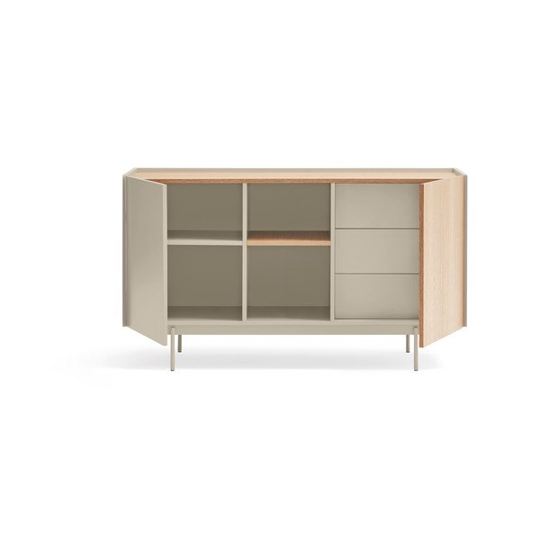 Nízka komoda v dekore duba v béžovo-prírodnej farbe 130x78 cm Otto – Teulat-image-3