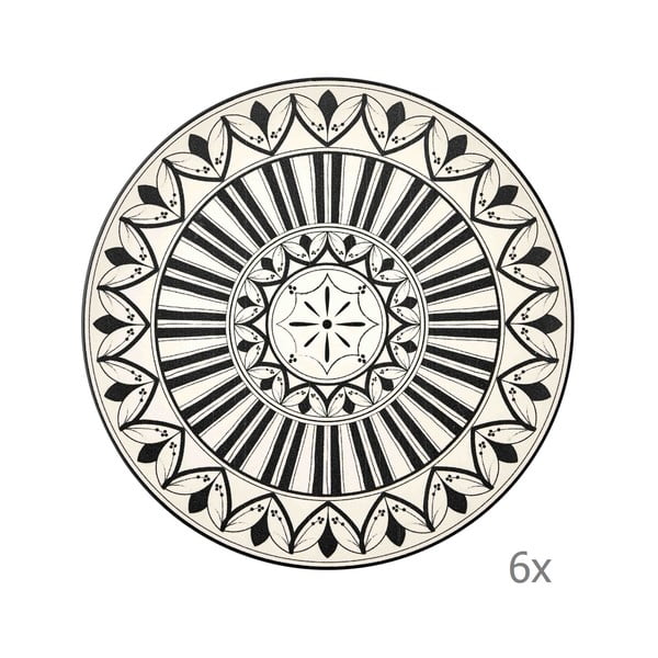 Sada 6 krémových porcelánových tanierov s čiernym ornamentom Mia Maroc Tabak, ⌀ 26 cm