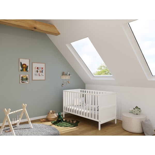 Biela postieľka z masívneho dreva 70x140 cm Alkmaar – Germania-image-1