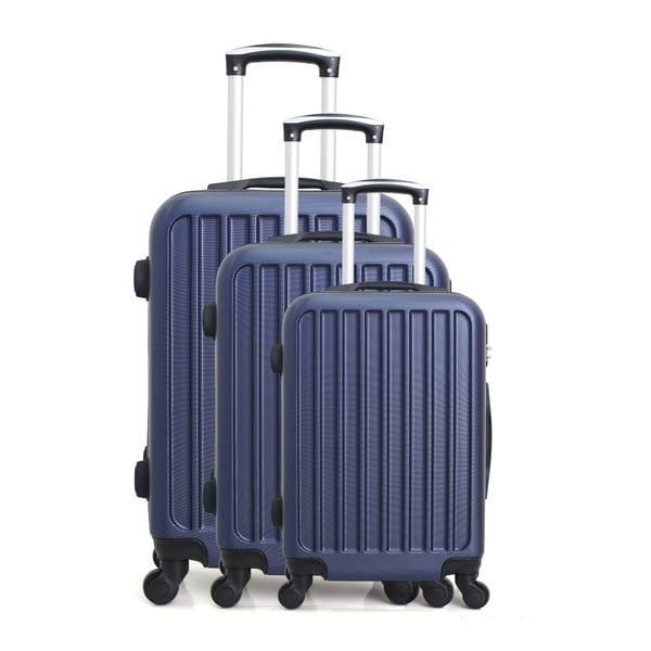 Sada 3 modrých cestovných kufrov na kolieskach Hero Tokyo