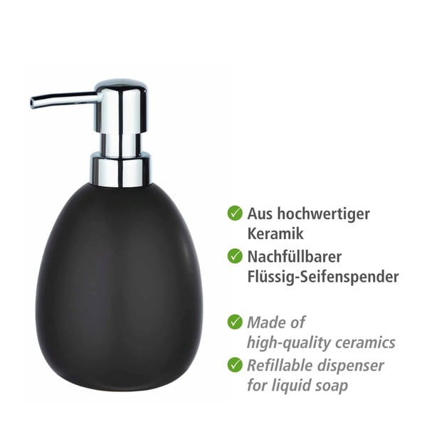Matný čierny keramický dávkovač mydla Wenko Polaris-image-4