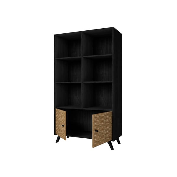 Čierna knižnica v dekore exotického dreva 92x160 cm Hanoi - Marckeric-image-3