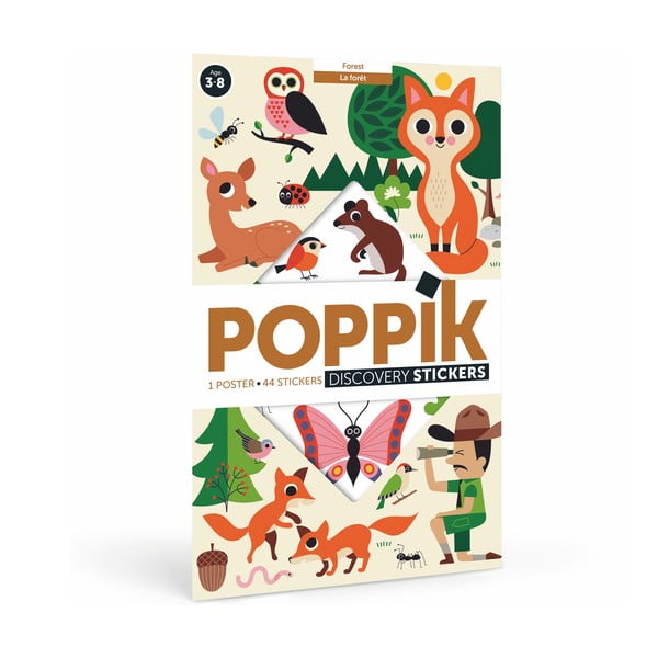 Vzdelávací samolepkový plagát Poppik Lesné zvieratá