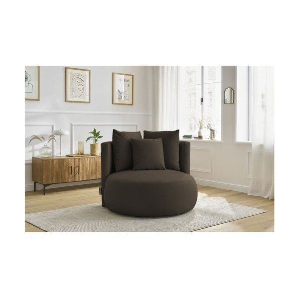 Hnedé zamatové kreslo Cesar – Bobochic Paris-image-1