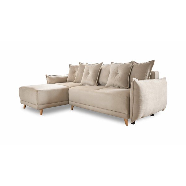 Béžová menčestrová rozkladacia rohová pohovka (variabilná) Lazy Lukka – Miuform