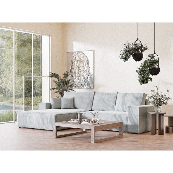 Svetlosivá ženilková rozkladacia/s úložným priestorom rohová pohovka (ľavý roh/s leňoškou) Maze – Maison de Rêve-image-1