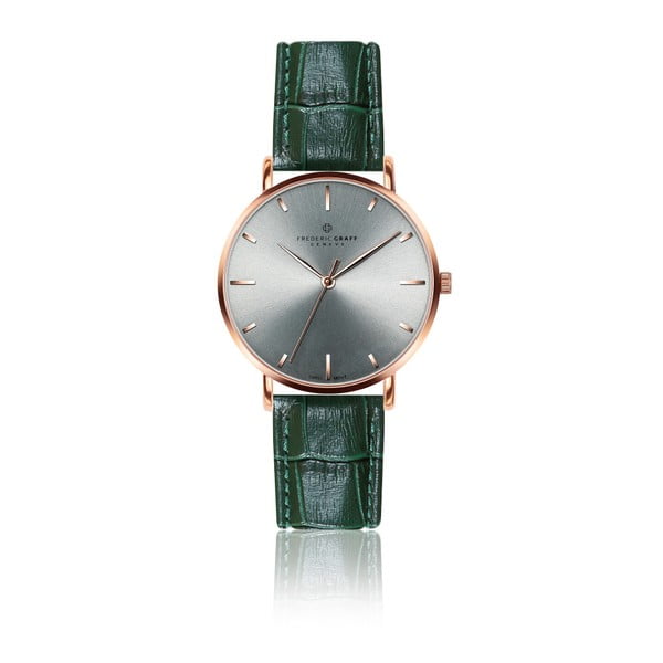 Unisex hodinky s tmavozeleným remienkom z pravej kože Frederic Graff Croco Duro Green