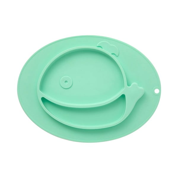 Zelený detský silikónový tanier s motívom veľryby Premier Housewares Zing Food