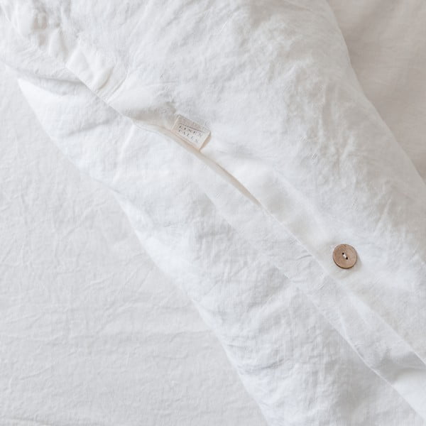 Predĺžené biele obliečky na dvojlôžko s prímesou ľanu 240x220 cm – Linen Tales-image-3