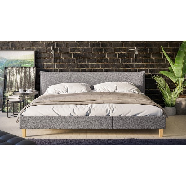 Sivá čalúnená dvojlôžková posteľ s roštom 200x200 cm Tina - Ropez-image-1