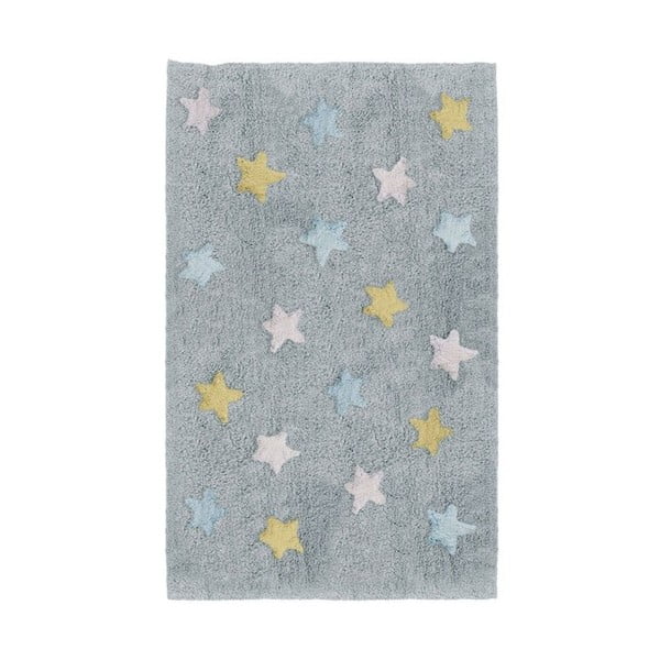 Modrosivý detský koberec Tanuki Stars, 120 × 160 cm