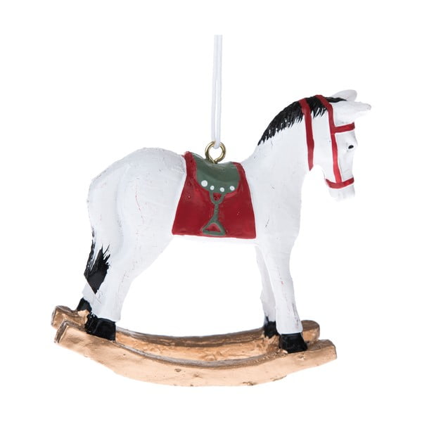 Biela závesná dekorácia v tvare koníka Dakls