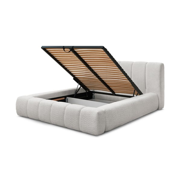 Svetlosivá čalúnená dvojlôžková posteľ s úložným priestorom s roštom 180x200 cm Denali – Bobochic Paris-image-4