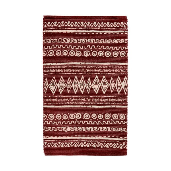 Červeno-biely bavlnený koberec Webtappeti Ethnic, 55 x 110 cm