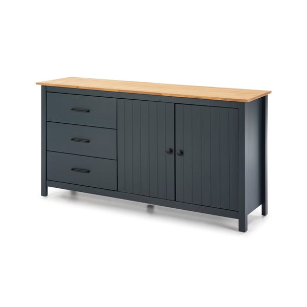 Tmavomodrá nízka komoda z borovicového dreva 150x80 cm Miranda – Marckeric-image-4