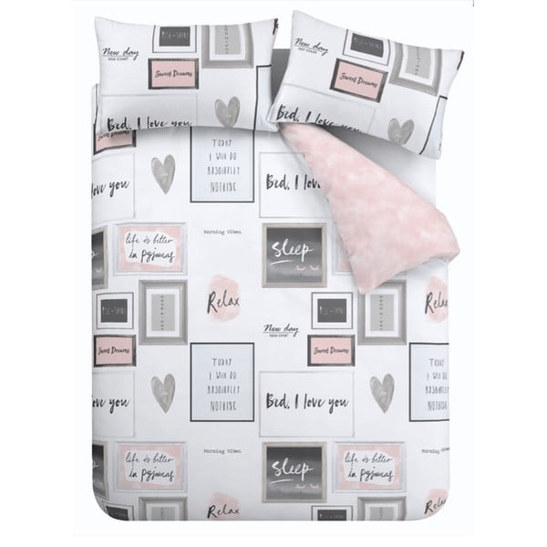 Biele/ružové obliečky na dvojlôžko 200x200 cm Sleep Dreams – Catherine Lansfield