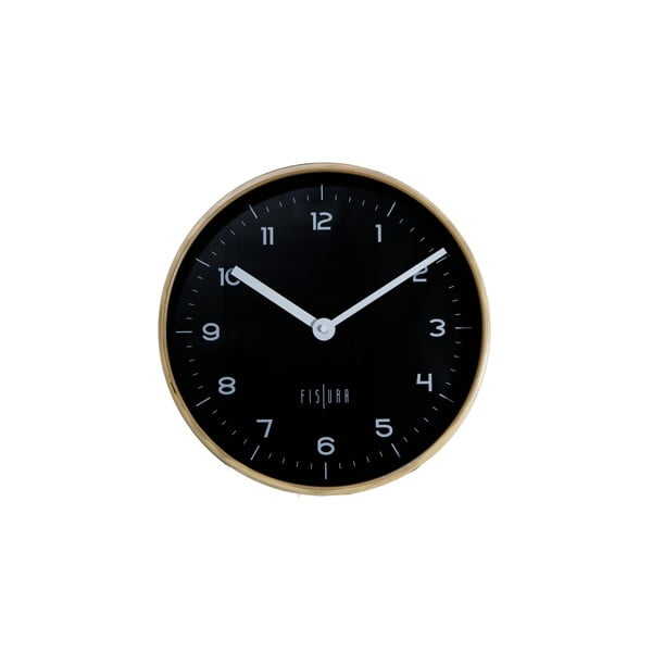 Čierne nástenné hodiny Fisura Reloj Pared Woody Negro, ⌀ 30 cm