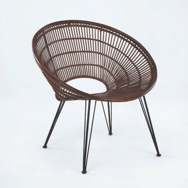 Hnedá prútená stolička Thai Natura, výška 80 cm
