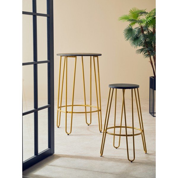 Barová stolička z brestového dreva v zlatej farbe/v prírodnej farbe (výška sedadla 75 cm) District – Premier Housewares-image-1