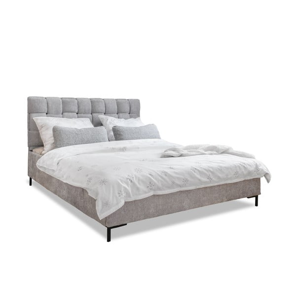 Svetlosivá čalúnená dvojlôžková posteľ s roštom 160x200 cm Eve – Miuform
