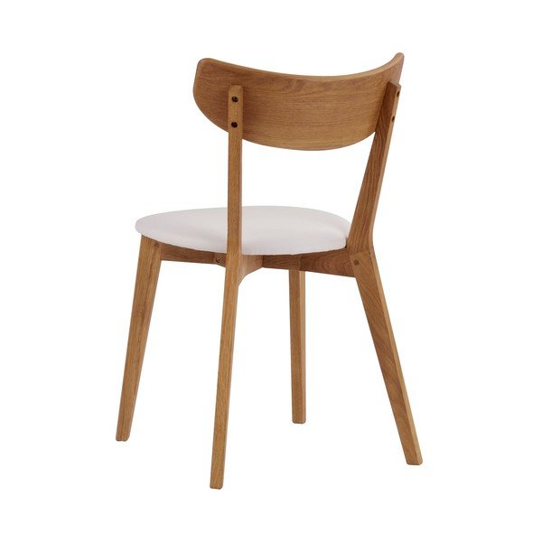 Hnedá dubová jedálenská stolička s bielym sedadlom Rowico Ami-image-3