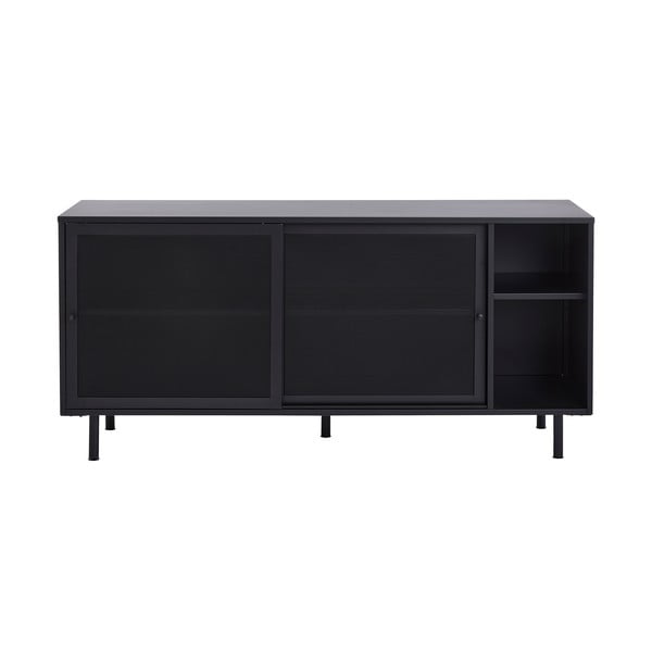 Čierna kovová komoda s posuvnými dverami 160x75x46 cm Veep – Unique Furniture