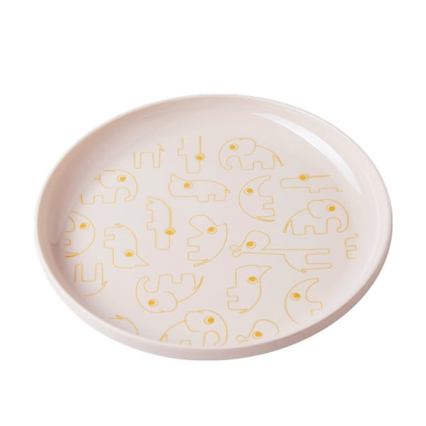 Detský svetloružový tanier so žltými detailmi Done by Deer Yummy, Ø 20,5 cm