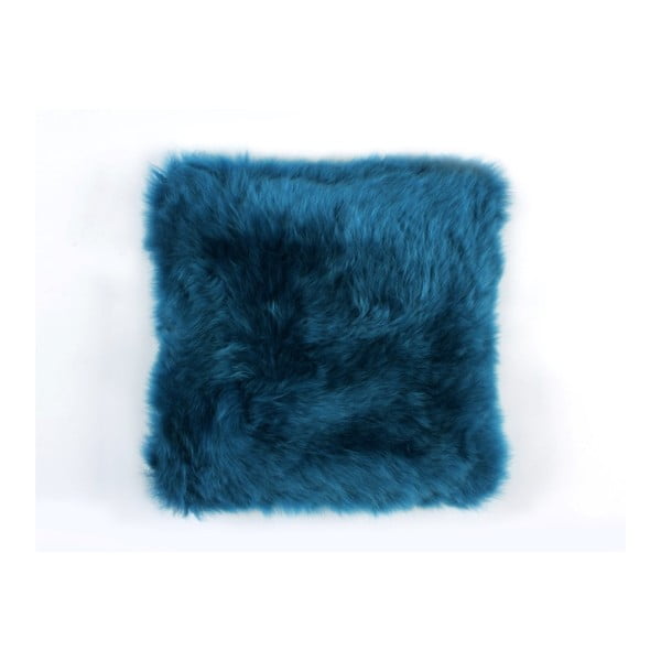 Modrý vlnený vankúš z ovčej kožušiny Auskin Janneth, 35 × 35 cm