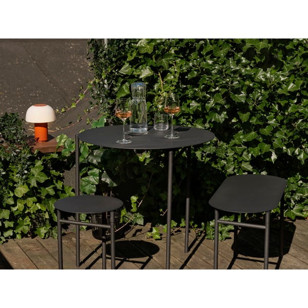 Čierna kovová záhradná lavica Disc – Zone-image-1