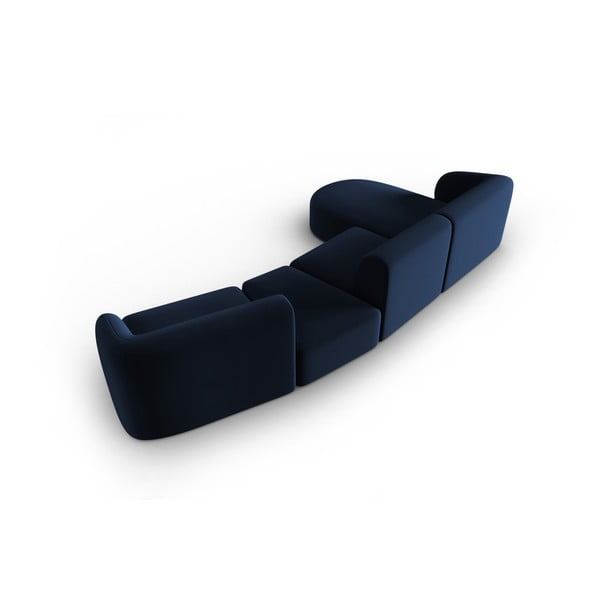 Modrá zamatová rohová pohovka (ľavý roh/s leňoškou) Paolo – Milo Casa-image-3