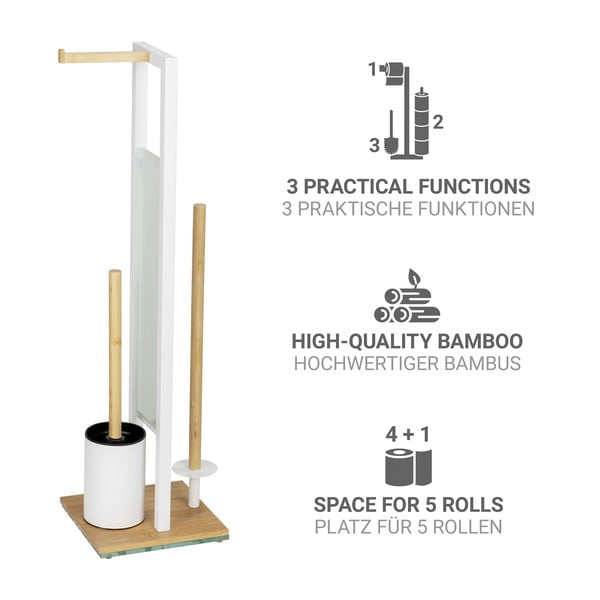 Biely/v prírodnej farbe oceľový stojan na toaletný papier so štetkou Rivalta – Wenko-image-2