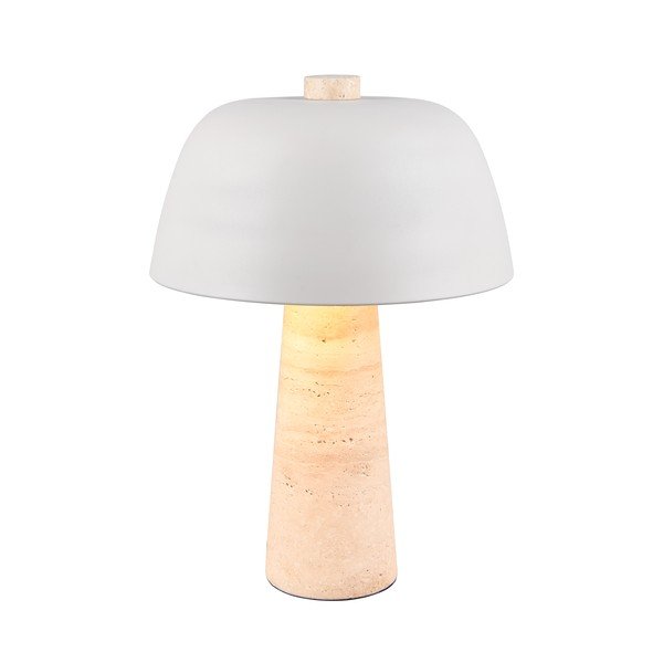 Biela/béžová stolová lampa s kovovým tienidlom (výška  41 cm) Timba – Trio Select