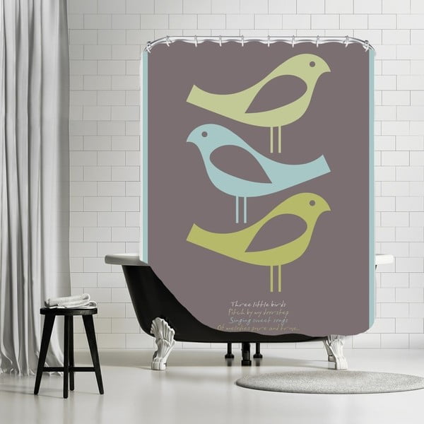 Kúpeľňový záves Three Little Birds Brown, 180x180 cm