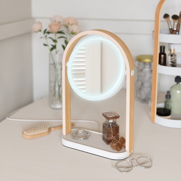 Kozmetické zrkadlo s dreveným rámom (zväčšenie 10x) 12x38 cm Bellwood – Umbra-image-1