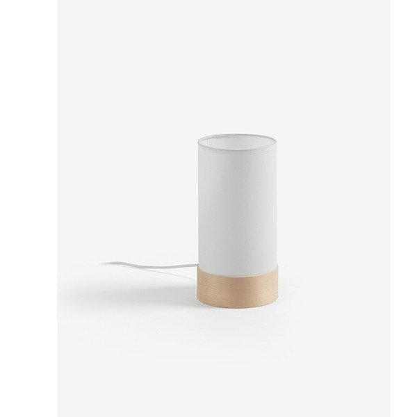 Biela/v prírodnej farbe stolová lampa z bukového dreva s textilným tienidlom (výška 26 cm) Slat – Kave Home-image-3