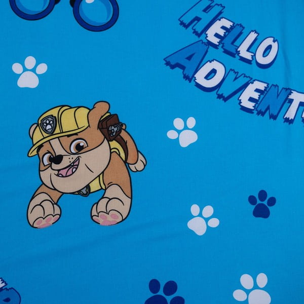 Modrá napínacia bavlnená detská plachta na jednolôžko 90x200 cm Paw Patrol – Jerry Fabrics-image-2
