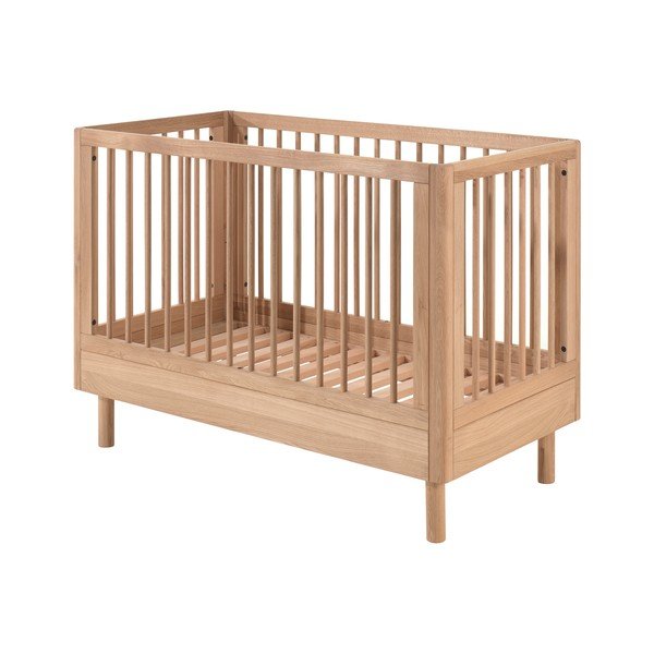 Postieľka z dubového dreva s nastaviteľnou výškou 60x120 cm v prírodnej farbe Forrest – Vipack-image-2