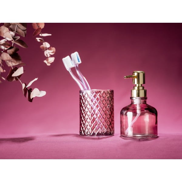 Tmavoružový sklenený téglik na zubné kefky Atessa – Wenko-image-4