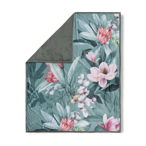 Zelená obojstranná deka Descanso Parler, 130 x 160 cm