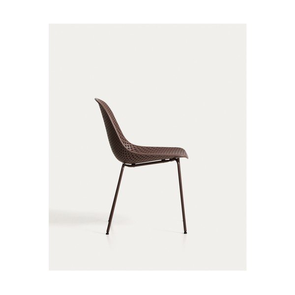Hnedá kovová záhradná stolička Quinby – Kave Home-image-4