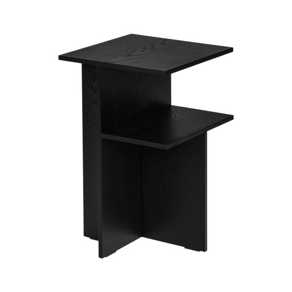 Čierny nočný stolík v dekore duba s poličkami Atik – noo.ma-image-2