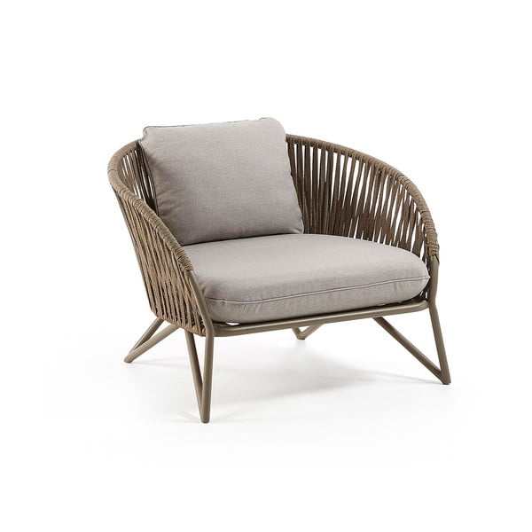 Svetlosivé/hnedé kovové záhradné kreslo Branzie – Kave Home