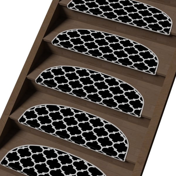 Čierno-biele nášľapy na schody v súprave 16 ks 20x65 cm Madalyon – Vitaus-image-1