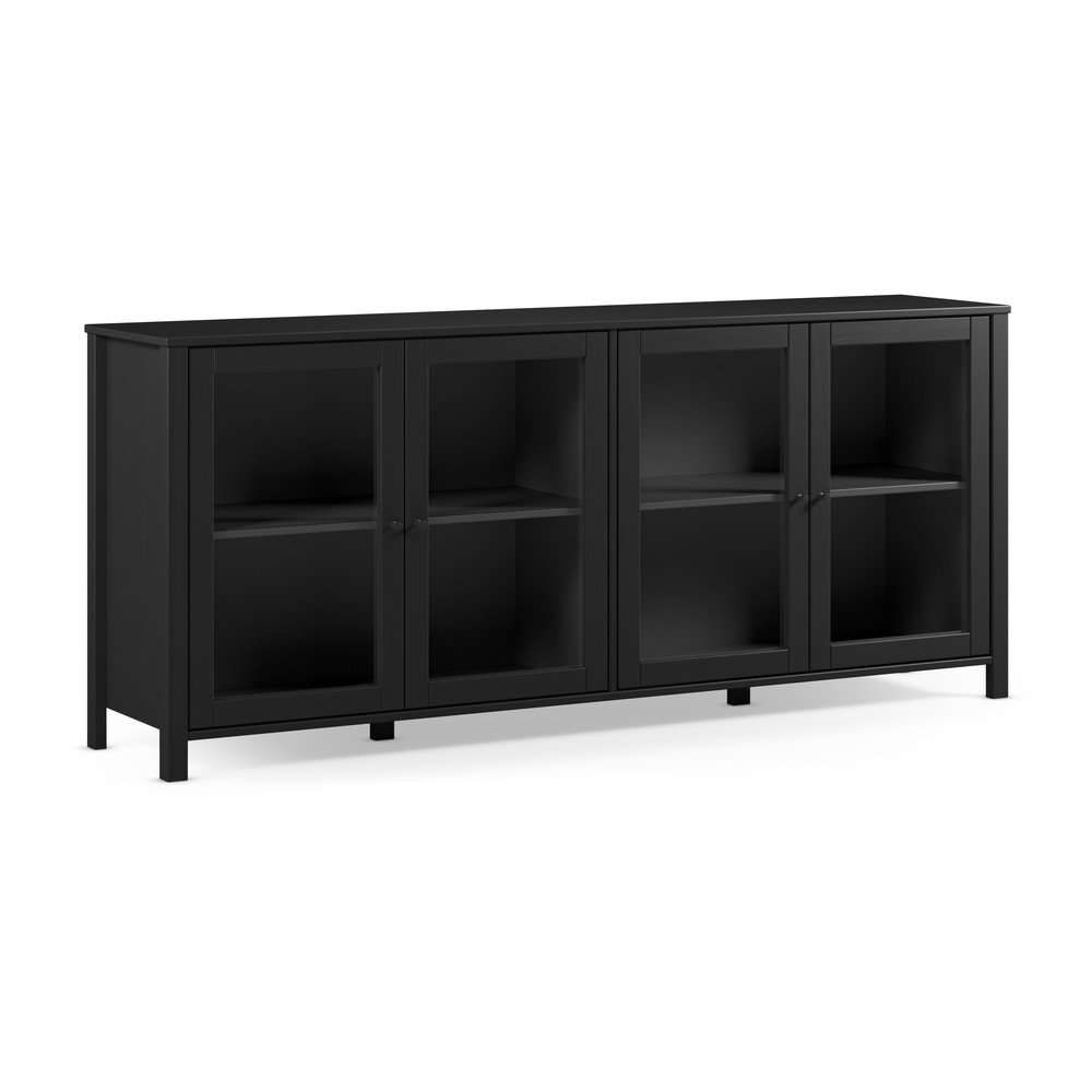 E-shop Čierna vitrína z borovicového dreva 186x80x40 cm Alessandra – Marckeric