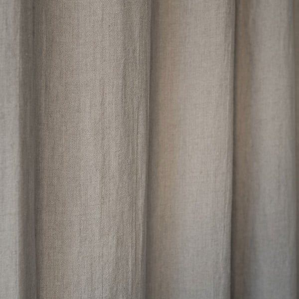 Béžový ľanový záves s pútkami Linen Tales Night Time, 275 x 140 cm-image-1