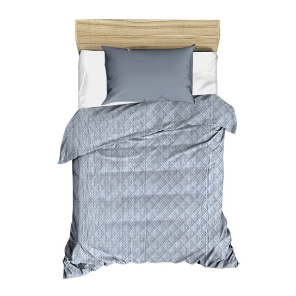 Modrý prešívaný pléd cez posteľ Amanda, 160 × 230 cm