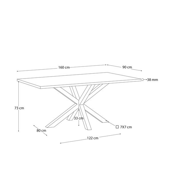 Jedálenský stôl s doskou v dubovom dekore 90x160 cm Argo – Kave Home-image-2