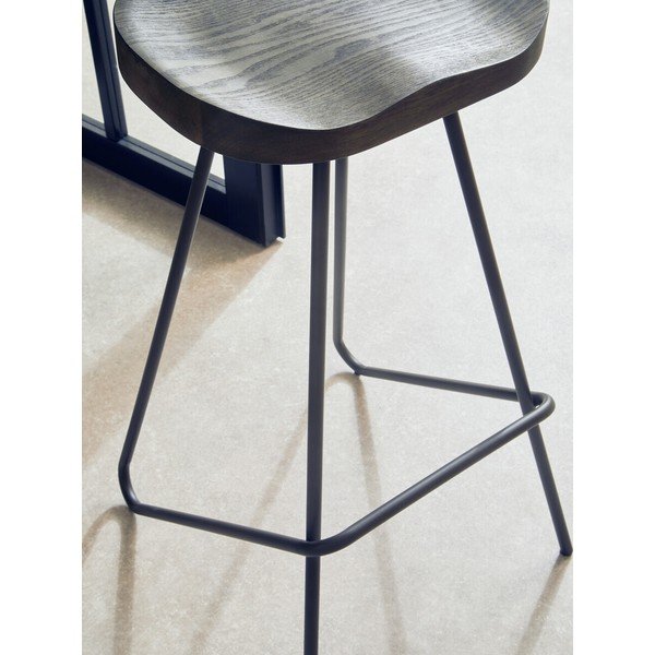 Čierna/v prírodnej farbe barová stolička z brestového dreva (výška sedadla 78 cm) District – Premier Housewares-image-3