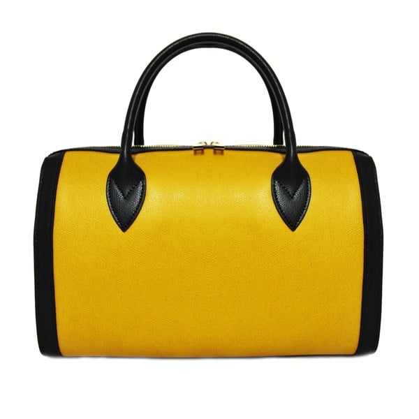 Žltá kožená kabelka Giusy Leandri Mona