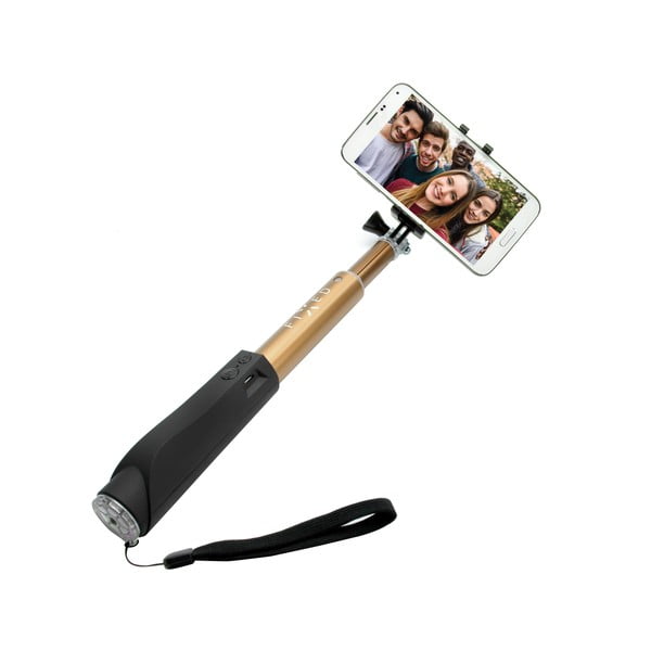 Zlatá teleskopická selfie tyč FIXED v luxusnom hliníkovom prevedení